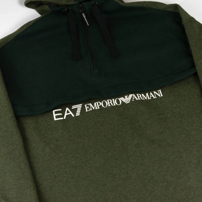 Felpa 1/4 zip con cappuccio - L