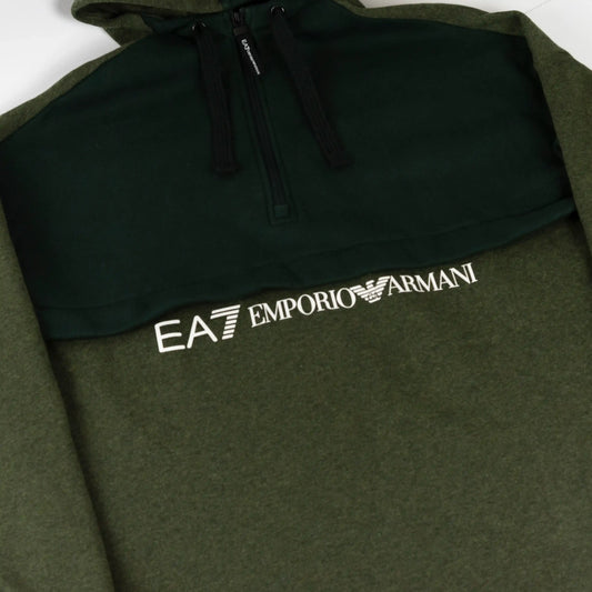 Felpa 1/4 zip con cappuccio - L