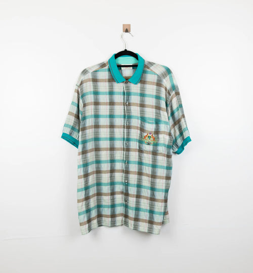 Camicia a quadri e collo a contrasto - L