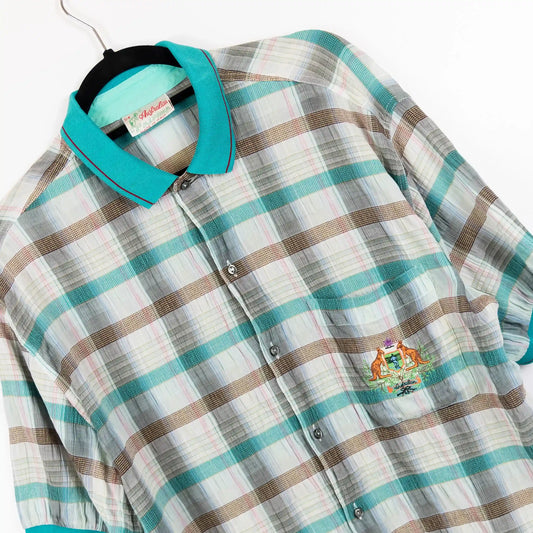 Camicia a quadri e collo a contrasto - L