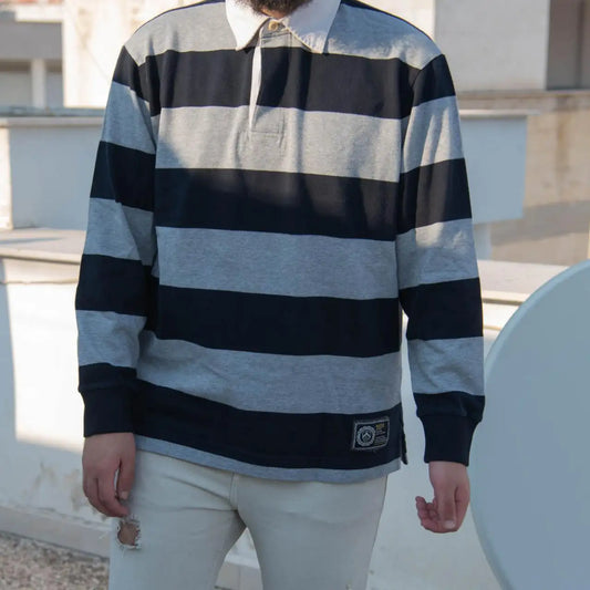 Polo a maniche lunghe a righe - L